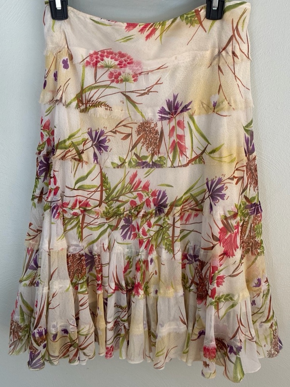 Jasmine Floral Tiered Skirt in Cream, Pink, Purple